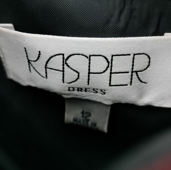 KASPER Dress Red/Black Floral Brocade Fit & Flare Box Pleated Dress Sz. 12 - Picture 12 of 15